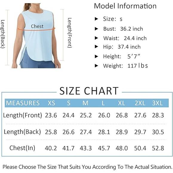 New Small Workout/Running/Yoga/Gym Shirt, sleeveless tank top with side slit - Picture 5 of 5